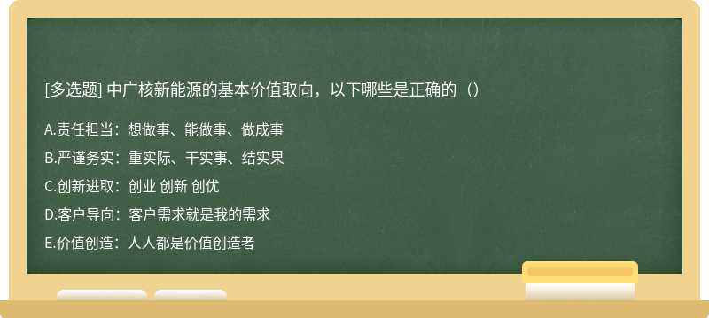 中广核新能源的基本价值取向，以下哪些是正确的（）