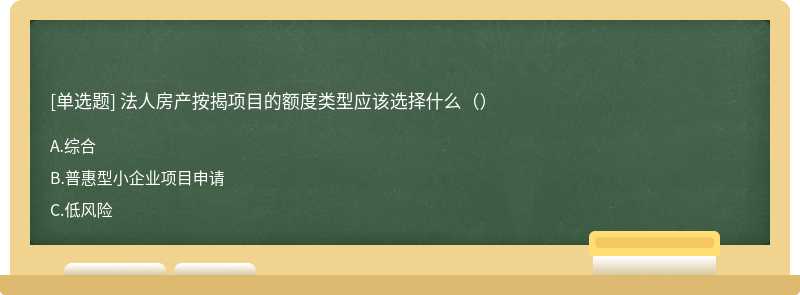 法人房产按揭项目的额度类型应该选择什么（）