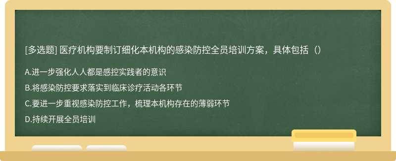 医疗机构要制订细化本机构的感染防控全员培训方案，具体包括（）