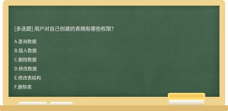 用户对自己创建的表拥有哪些权限？