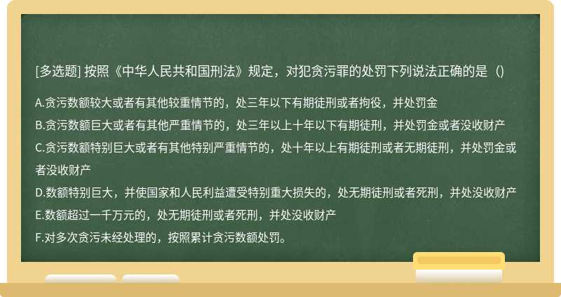 按照《中华人民共和国刑法》规定，对犯贪污罪的处罚下列说法正确的是（)