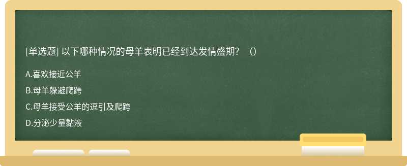 以下哪种情况的母羊表明已经到达发情盛期？（）