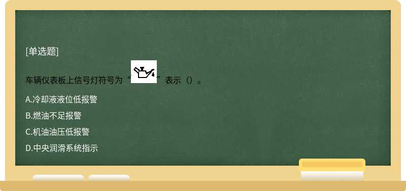 车辆仪表板上信号灯符号为“”表示（）。