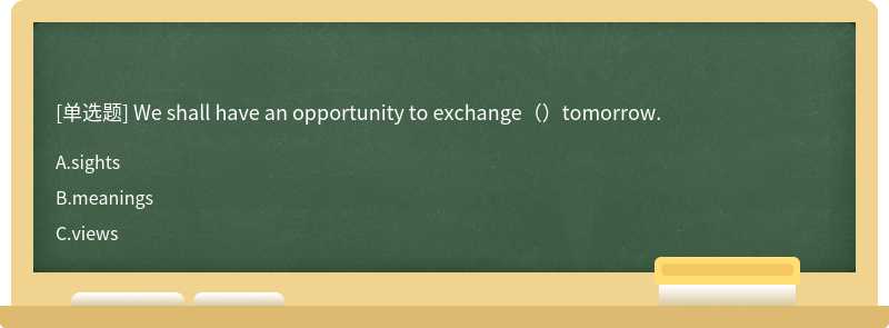 We shall have an opportunity to exchange（）tomorrow.