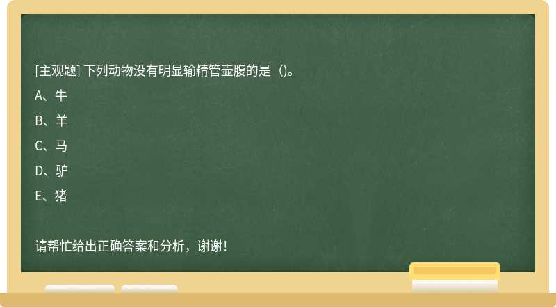 下列动物没有明显输精管壶腹的是（)。