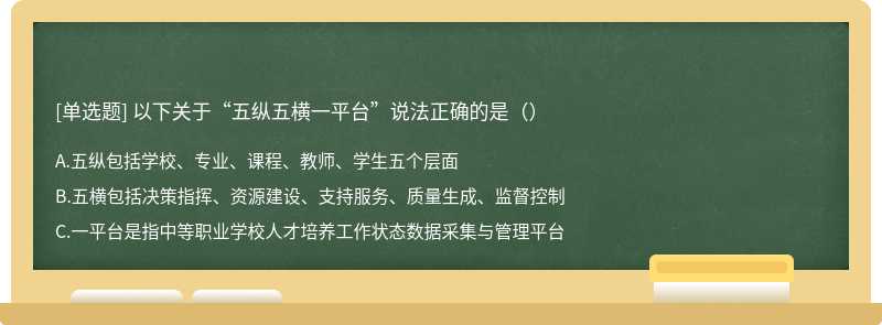 以下关于“五纵五横一平台”说法正确的是（）