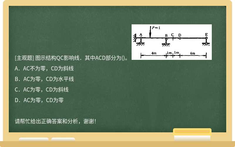 图示结构QC影响线．其中