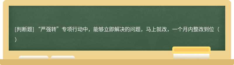 “严强转”专项行动中，能够立即解决的问题，马上就改，一个月内整改到位（）