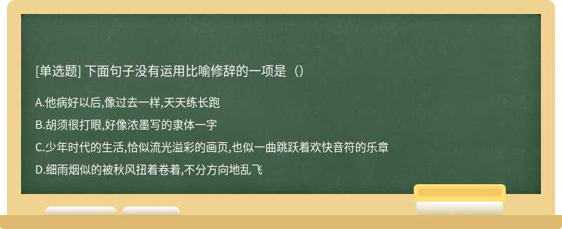 下面句子没有运用比喻修辞的一项是（）