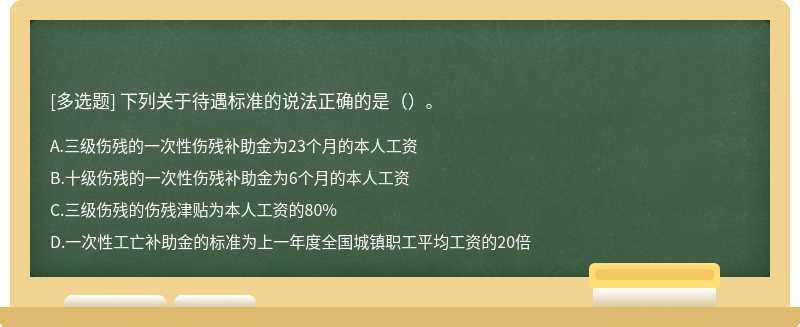 下列关于待遇标准的说法正确的是（）。