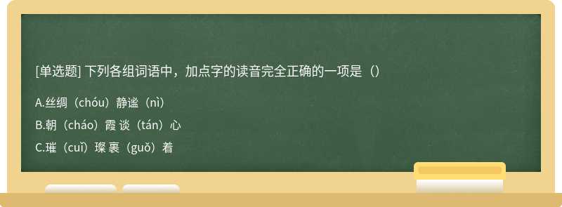 下列各组词语中，加点字的读音完全正确的一项是（）