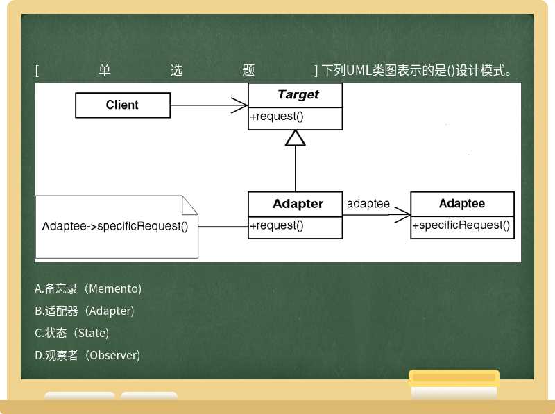 下列UML类图表示的是()设计模式。 