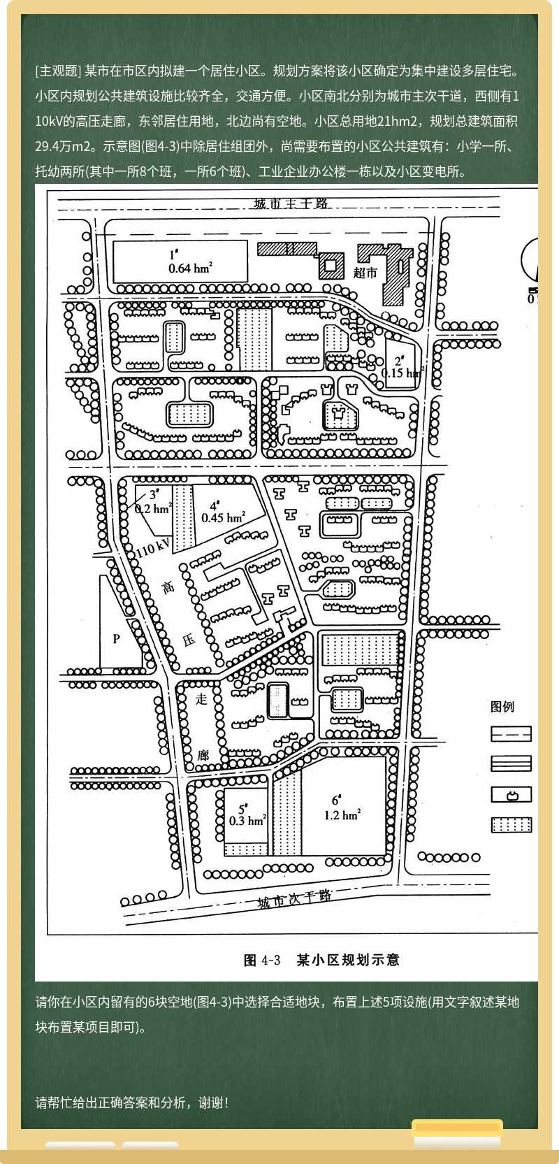 某市在市区内拟建一个居住小区。规划方案将该小区确定为集中建设多层住宅。小区内规划公共建筑设施