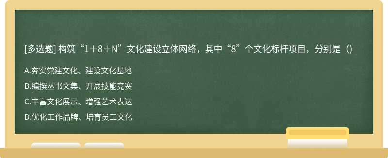 构筑“1＋8＋N”文化建设立体网络，其中“8”个文化标杆项目，分别是()