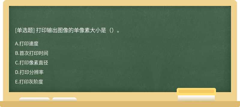 打印输出图像的单像素大小是（）。