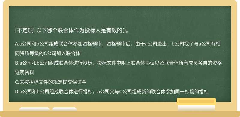 以下哪个联合体作为投标人是有效的()。