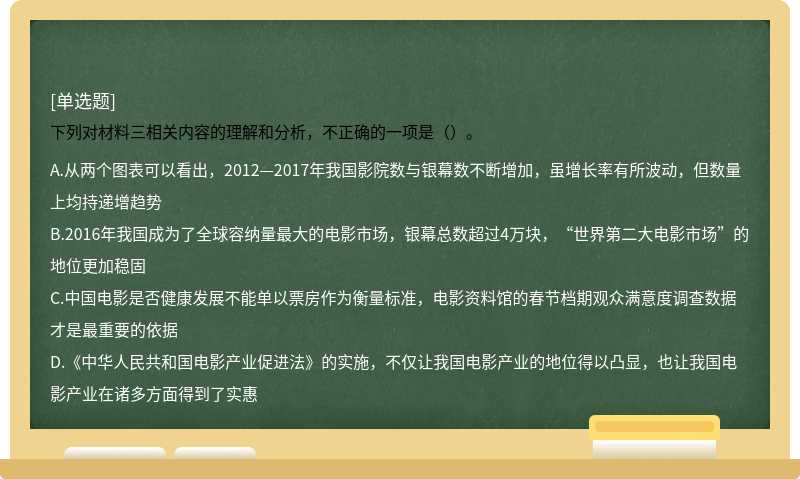 下列对材料三相关内容的理解和分析，不正确的一项是（）。