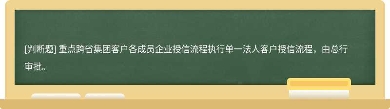 重点跨省集团客户各成员企业授信流程执行单一法人客户授信流程，由总行审批。