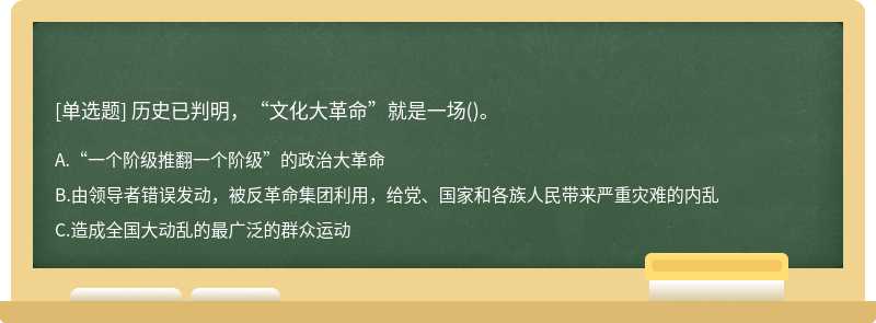 历史已判明，“文化大革命”就是一场()。