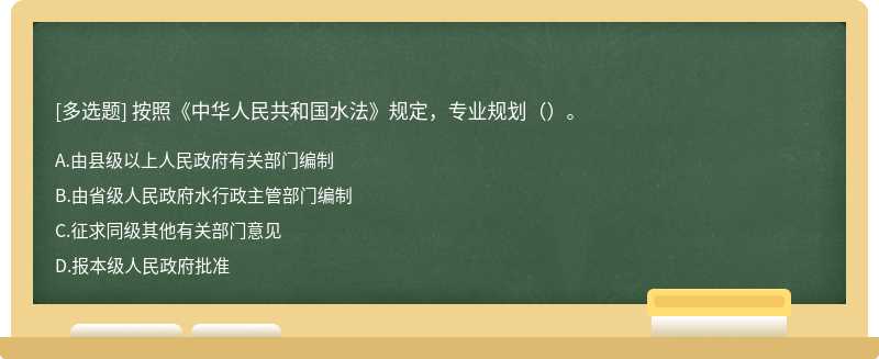 按照《中华人民共和国水法》规定，专业规划（）。