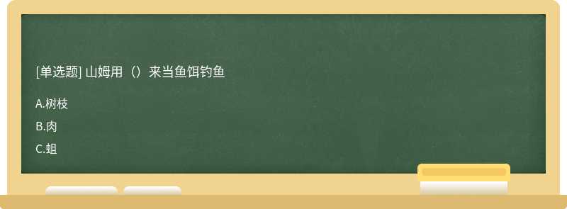 山姆用（）来当鱼饵钓鱼