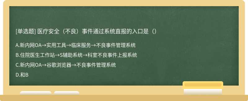 医疗安全（不良）事件通过系统直报的入口是（）