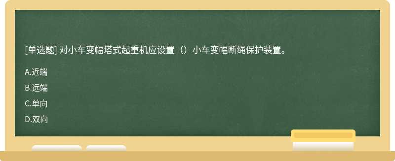 对小车变幅塔式起重机应设置（）小车变幅断绳保护装置。