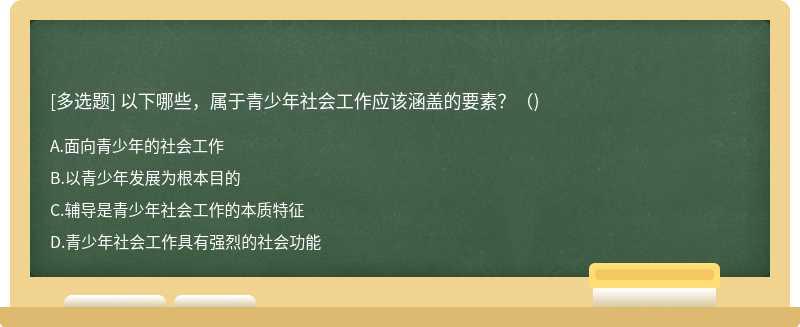 以下哪些，属于青少年社会工作应该涵盖的要素？()