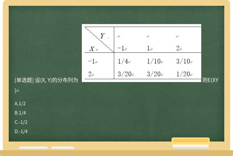 设(X, Y)的分布列为    则E(XY)=