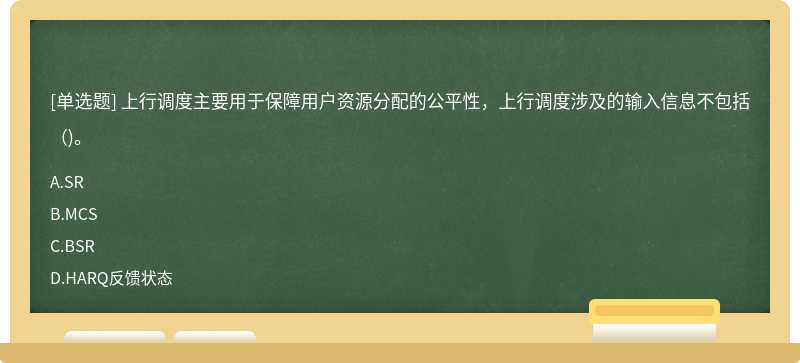 上行调度主要用于保障用户资源分配的公平性，上行调度涉及的输入信息不包括()。