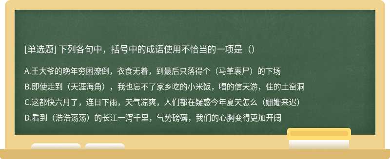 下列各句中，括号中的成语使用不恰当的一项是（）