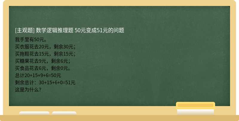 数学逻辑推理题  50元变成51元的问题