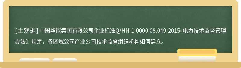 中国华能集团有限公司企业标准Q/HN-1-0000.08.049-2015«电力技术监督管理办法》规定，各区域公司产业公司技术监督组织机构如何建立。