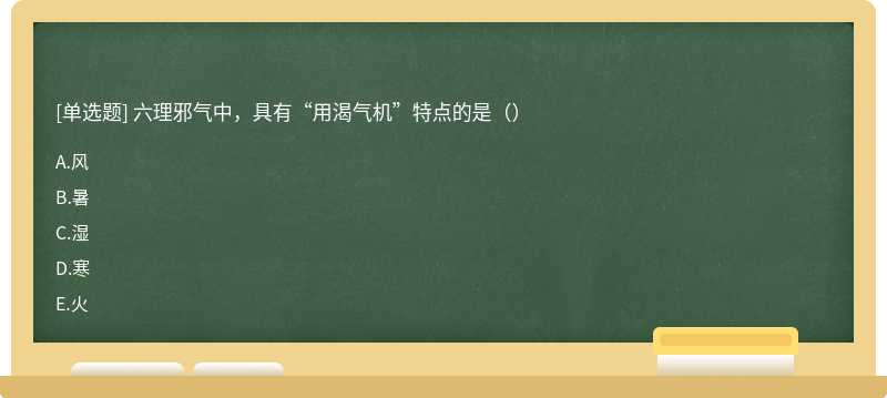 六理邪气中，具有“用渴气机”特点的是（）