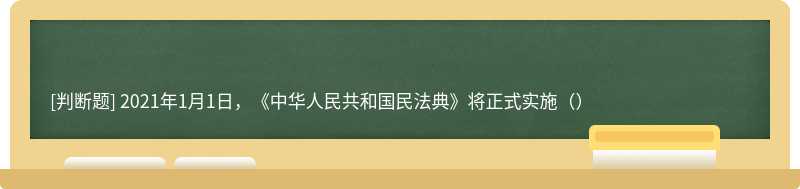 2021年1月1日，《中华人民共和国民法典》将正式实施（）