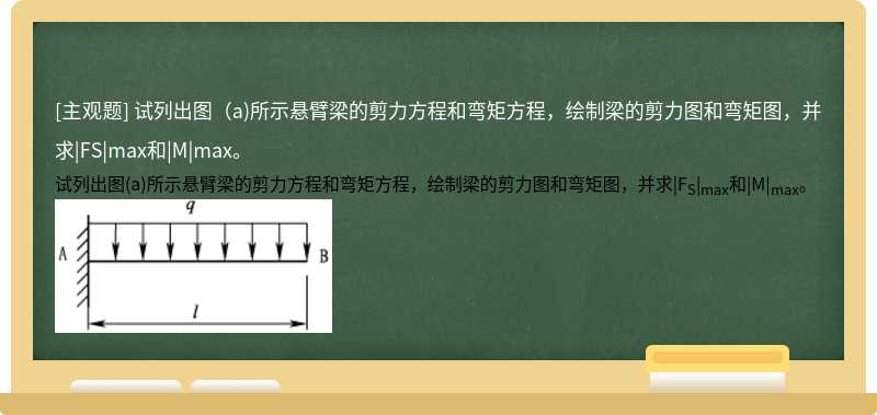 试列出图（a)所示悬臂梁的剪力方程和弯矩方程，绘制梁的剪力图和弯矩图，并求|FS|max和|M|max。