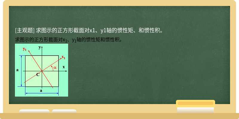 求图示的正方形截面对x1、y1轴的惯性矩、和惯性积。