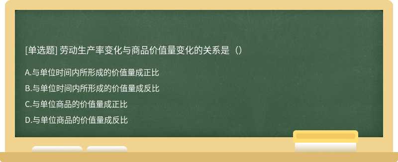 劳动生产率变化与商品价值量变化的关系是（）