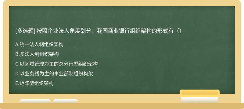 按照企业法人角度划分，我国商业银行组织架构的形式有（）