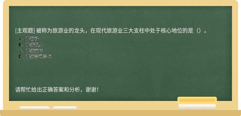 被称为旅游业的龙头，在现代旅游业三大支柱中处于核心地位的是（）。