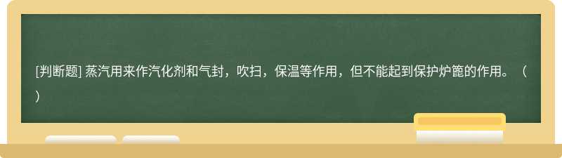 蒸汽用来作汽化剂和气封，吹扫，保温等作用，但不能起到保护炉篦的作用。（）