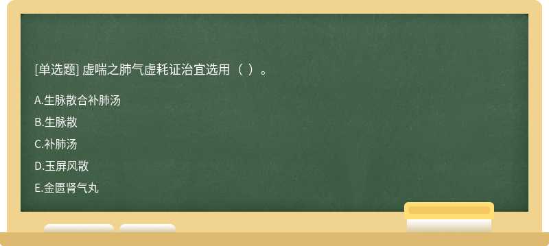 虚喘之肺气虚耗证治宜选用（  ）。