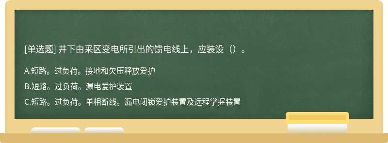 井下由采区变电所引出的馈电线上，应装设（）。