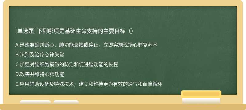 下列哪项是基础生命支持的主要目标（）