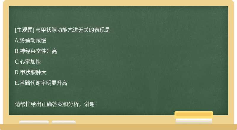 与甲状腺功能亢进无关的表现是