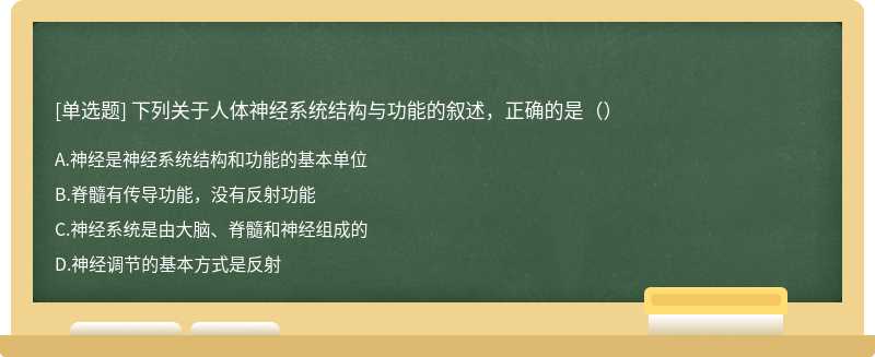 下列关于人体神经系统结构与功能的叙述，正确的是（）