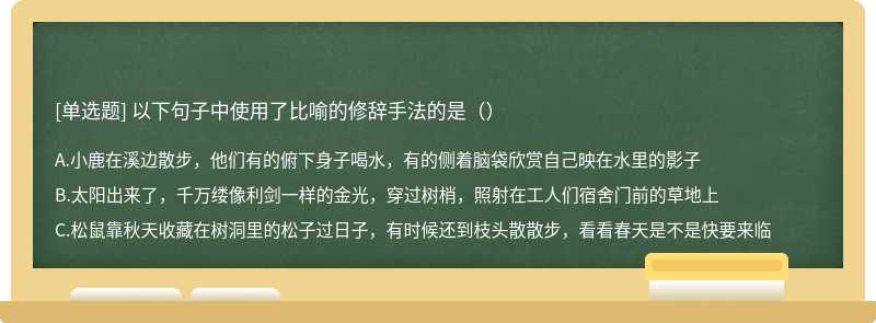 以下句子中使用了比喻的修辞手法的是（）