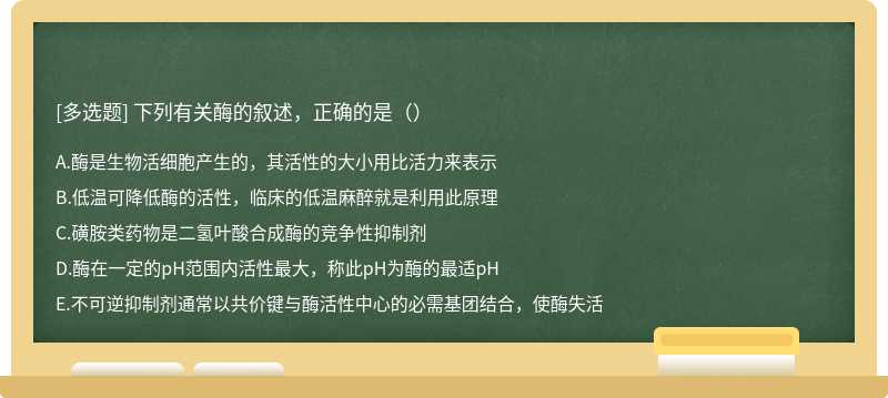 下列有关酶的叙述，正确的是（）