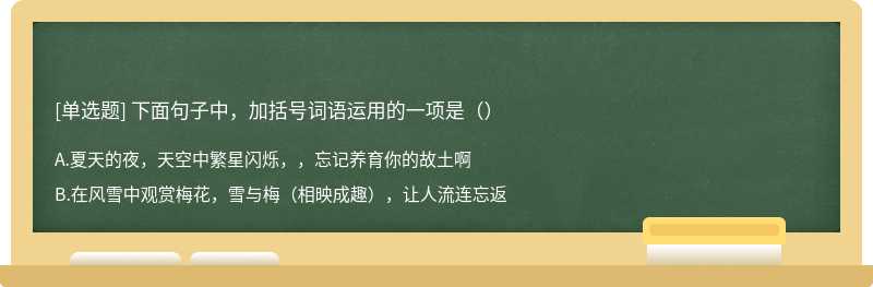 下面句子中，加括号词语运用的一项是（）