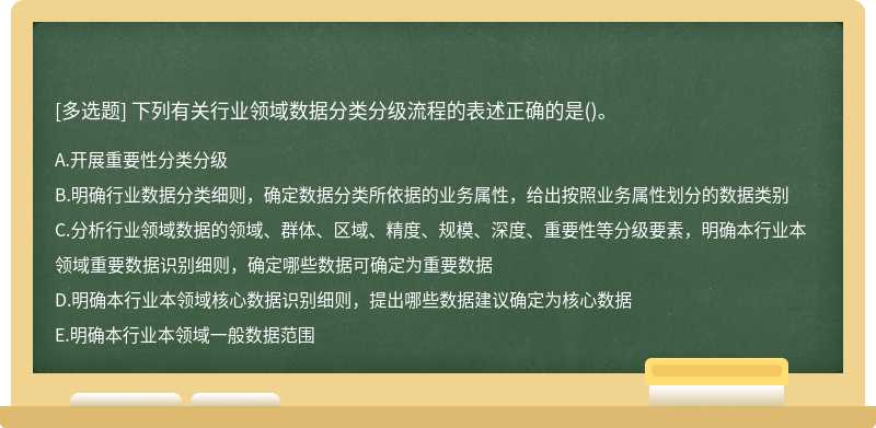 下列有关行业领域数据分类分级流程的表述正确的是()。